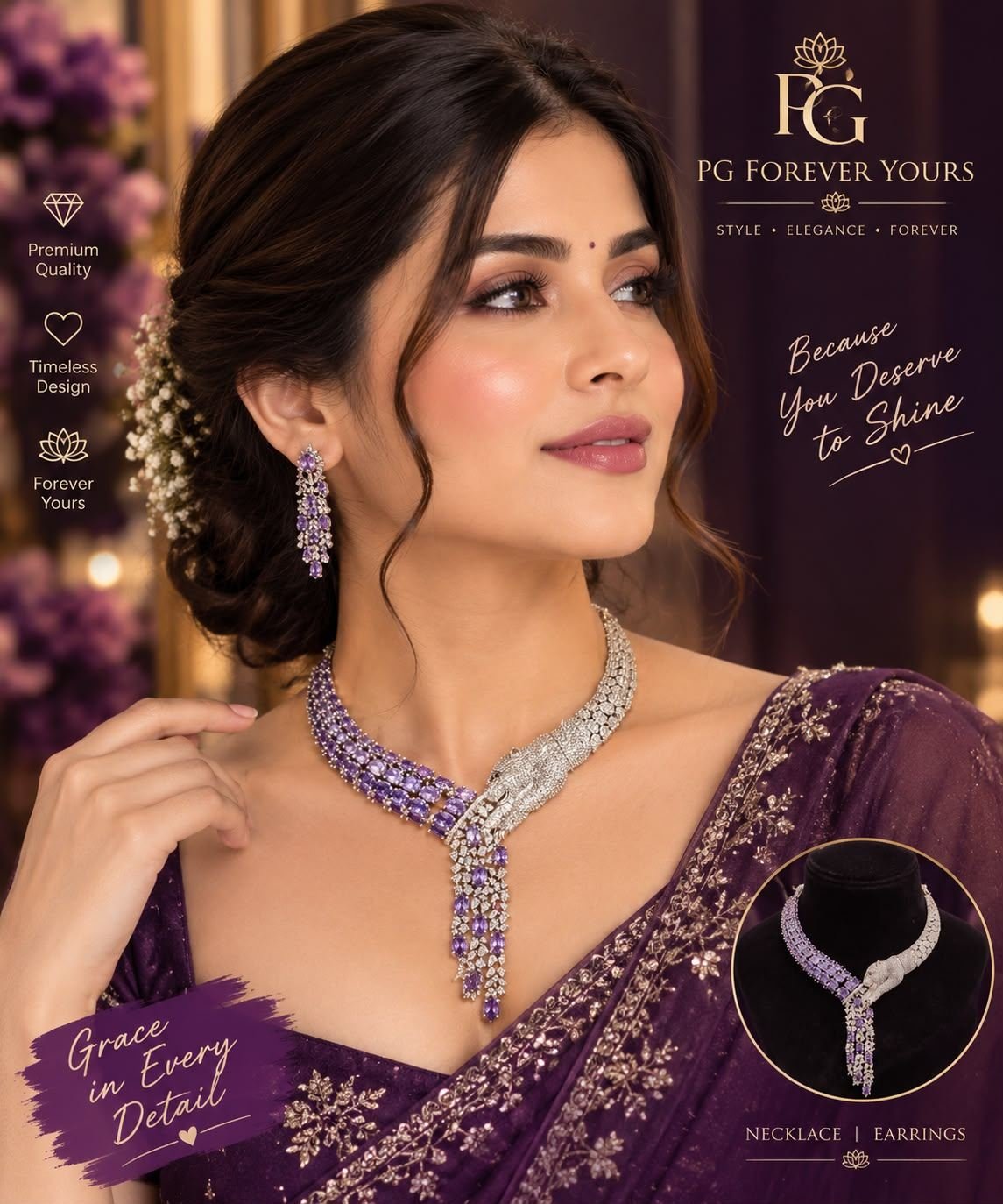Amethyst Panther Necklace Set