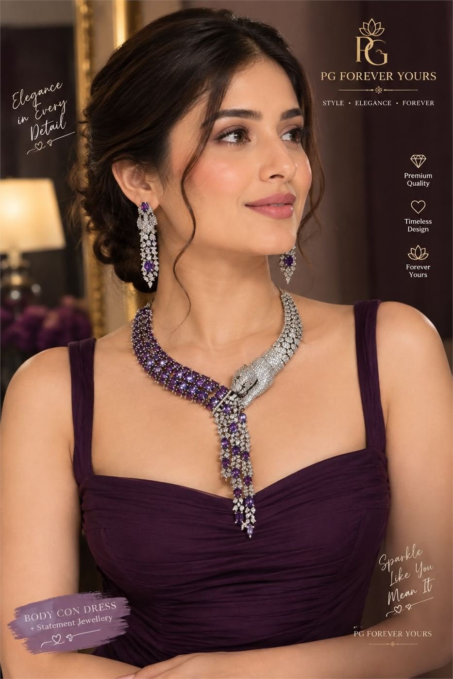 Amethyst Panther Necklace Set