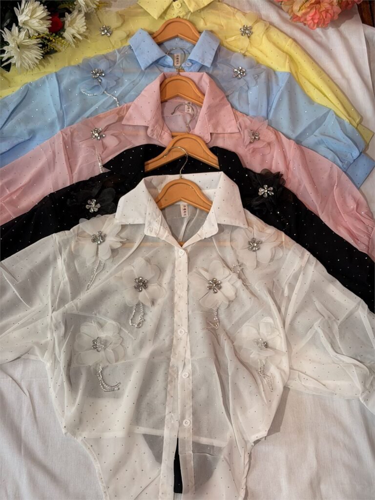 Crystal Embellished Sheer Shirt
