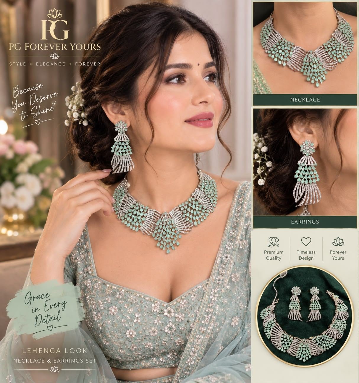 Mint Fan Necklace Set