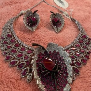 Ruby Leaf Necklace Set