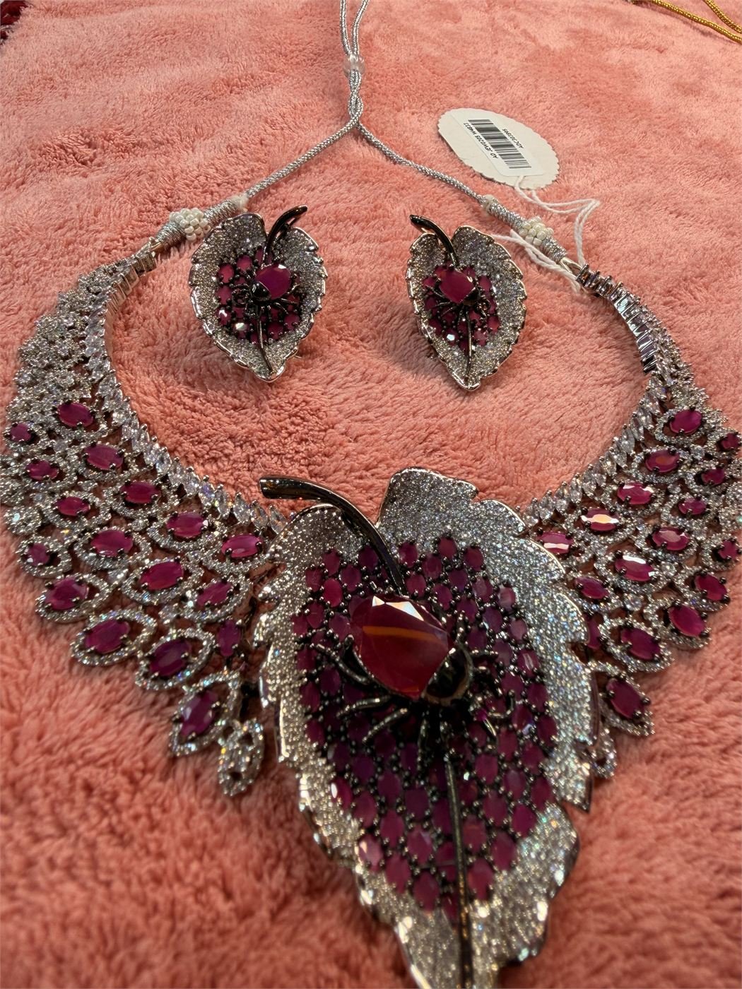 Ruby Leaf Necklace Set