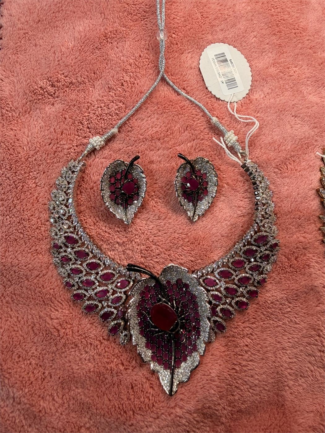 Ruby Leaf Necklace Set